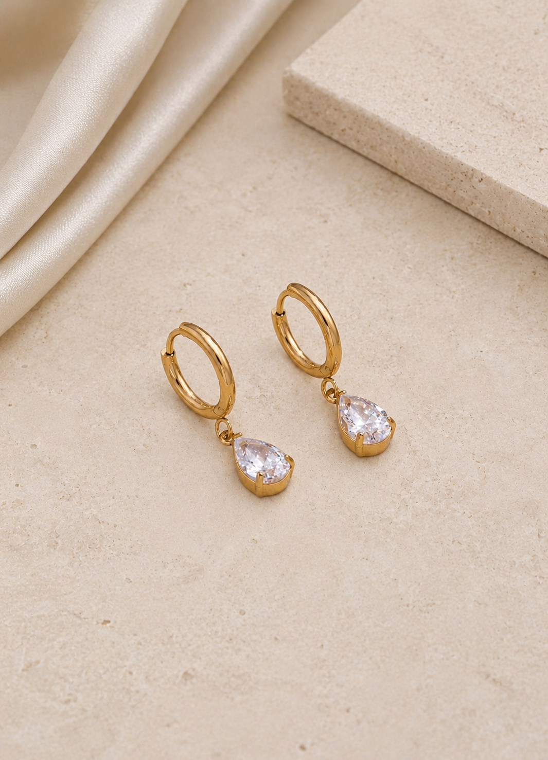 Crystal Pear Hoops
