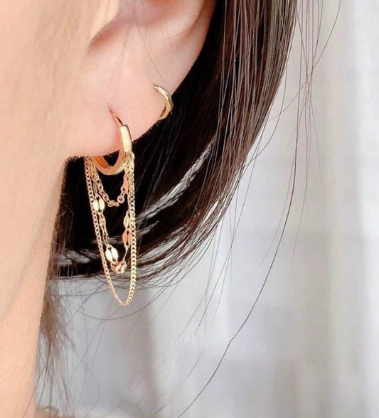 Chains in Gold Hoop