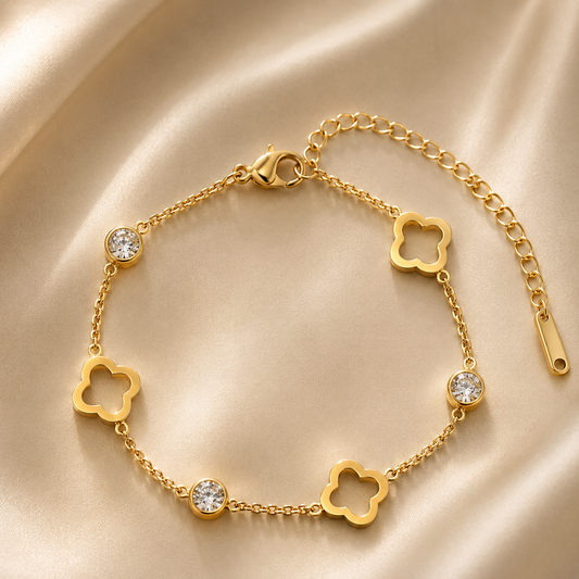 Dimond & Flower Bracelet