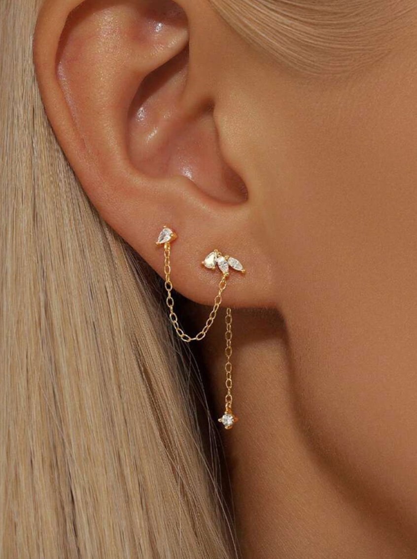 2-in-1 Stud & Chain Earring